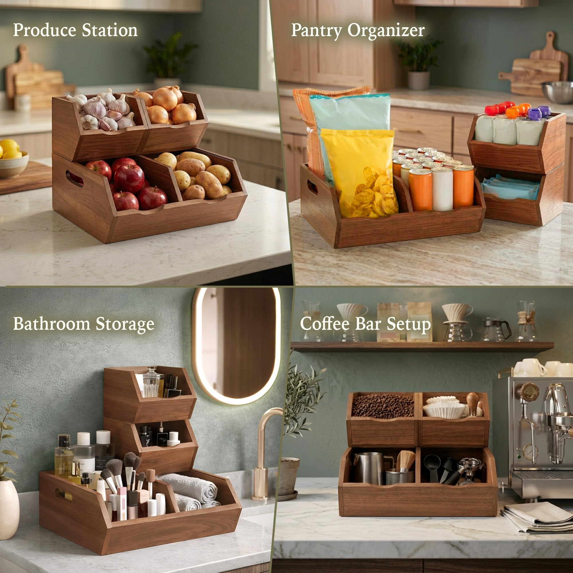 LUSHZLUMBERA bins arranged in pantry demonstrating space-saving benefit