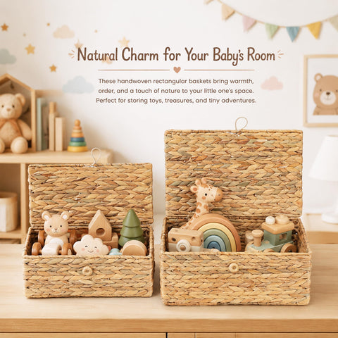 LUSYDECO baskets in bathroom keeping toiletries organized and accessible