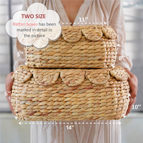 LUSYDECO baskets styled in bathroom offering tidy storage benefit