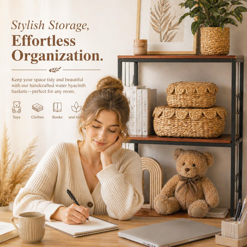 LUSYDECO baskets organizing closet shelves for compact storage benefit