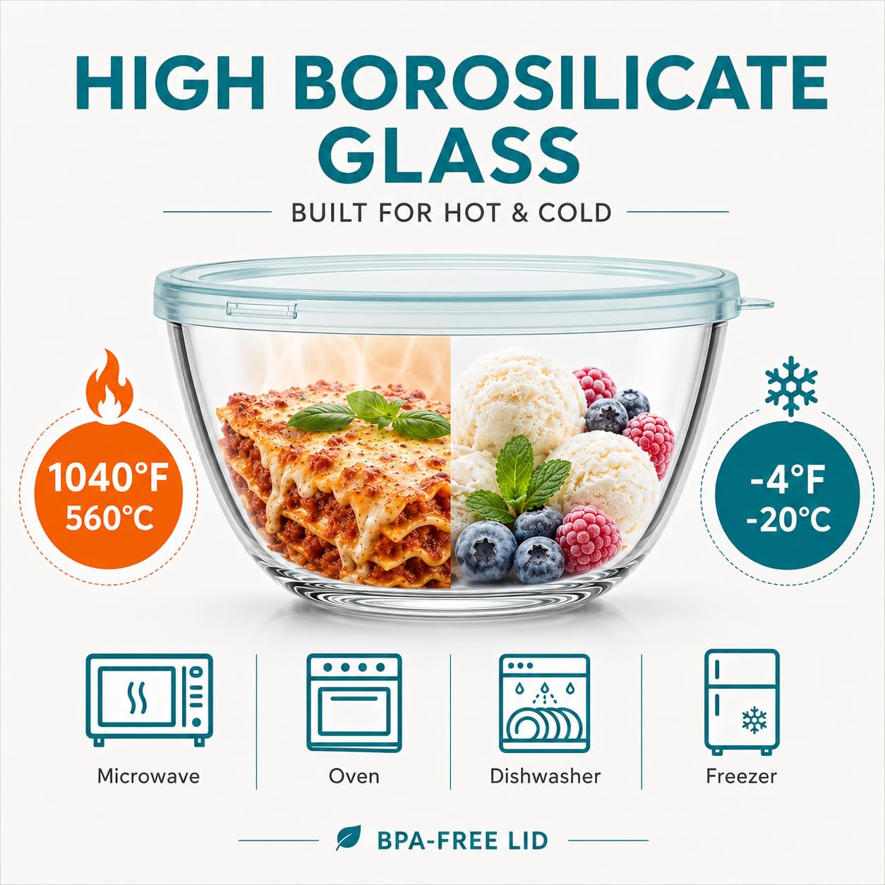 Luvan closeup of polished rim and thick borosilicate glass for safe handling