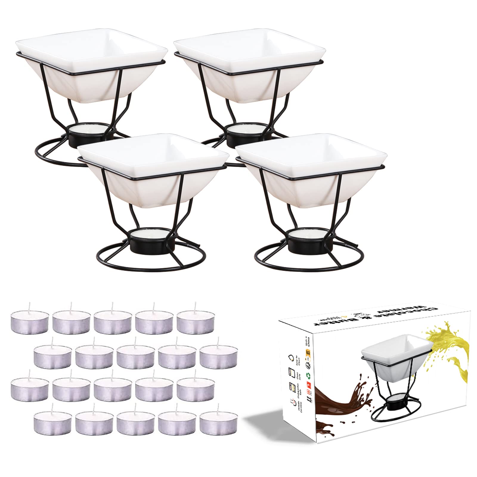 Luvan front view showing four ceramic butter warmers for elegant serving