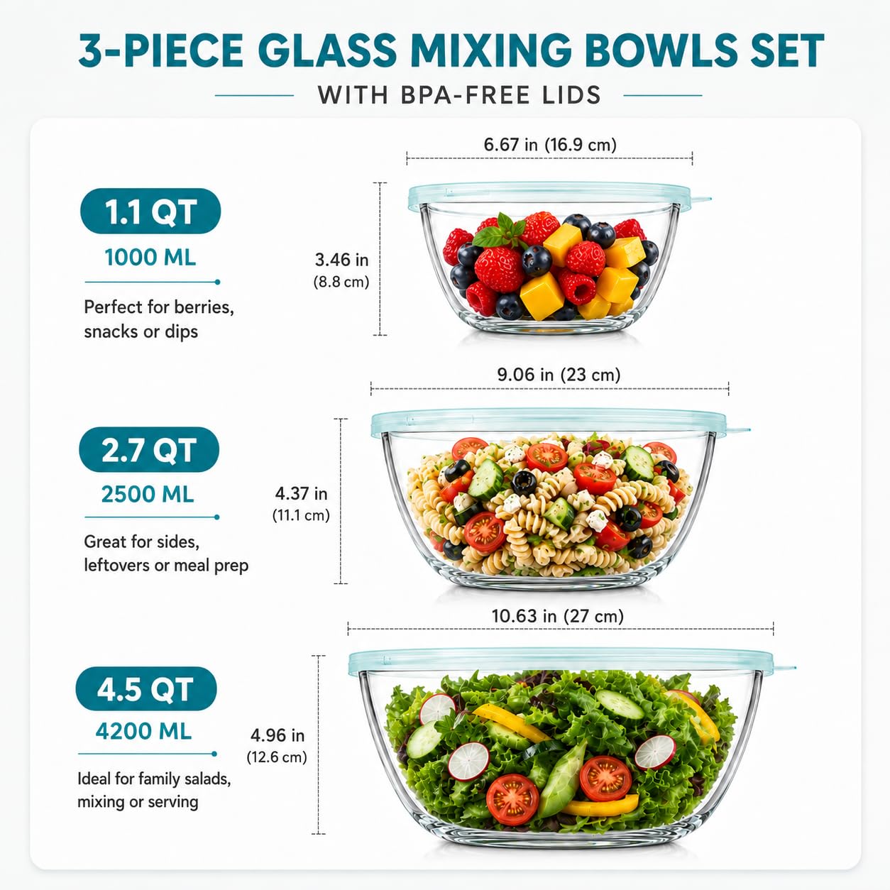 Luvan large bowl filled with salad highlighting serving convenience