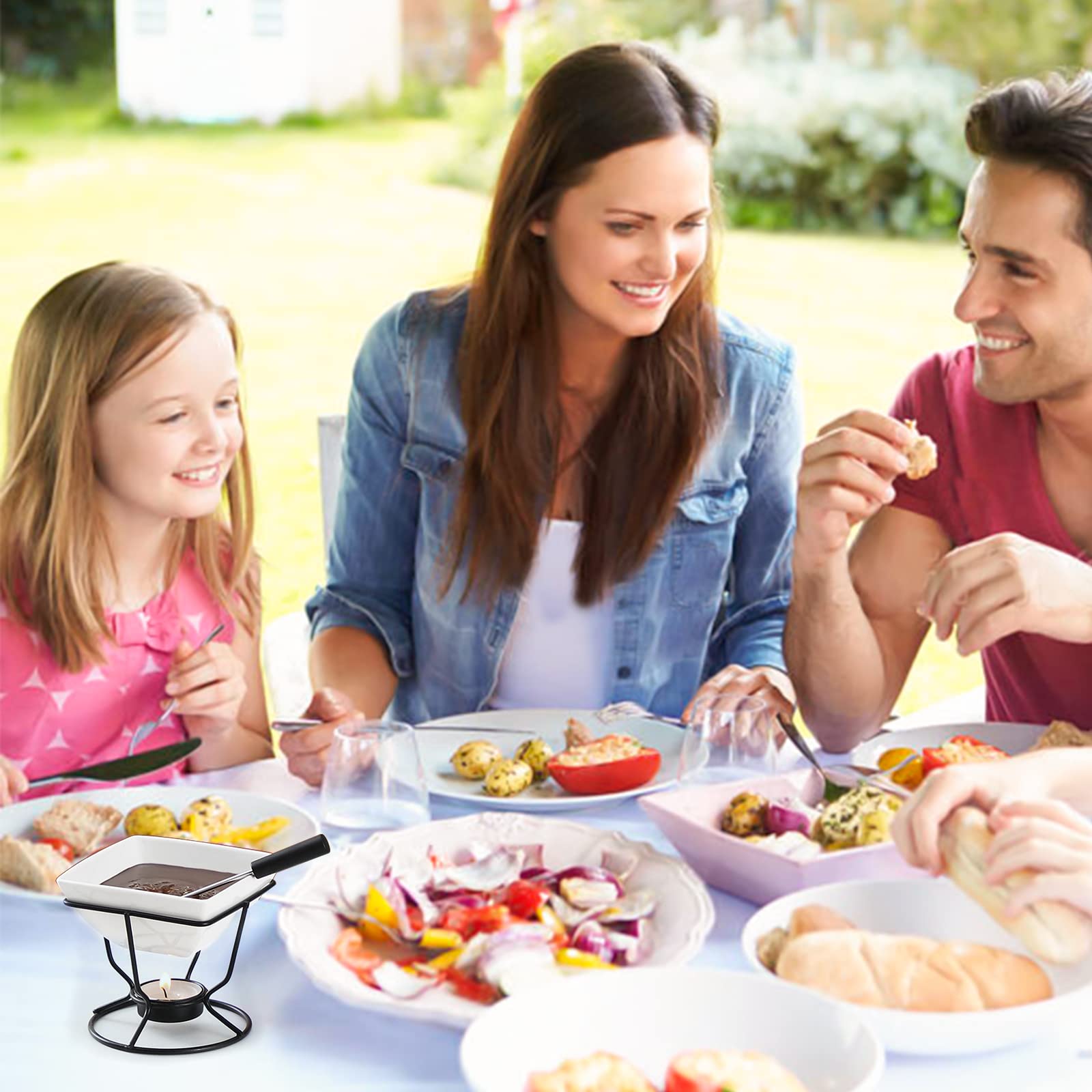 Luvan lifestyle table setting with dipping dessert promoting shared moments