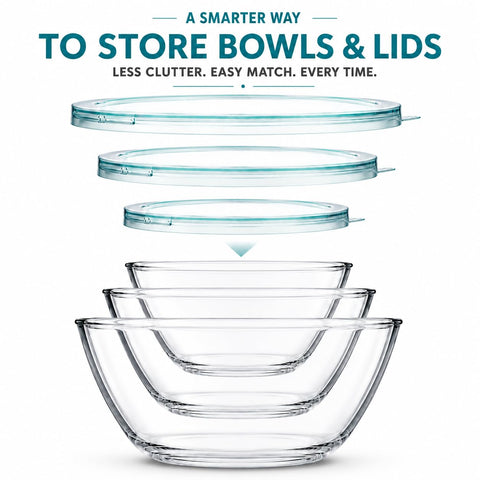 Luvan nesting storage of three bowls saving cabinet space and organization