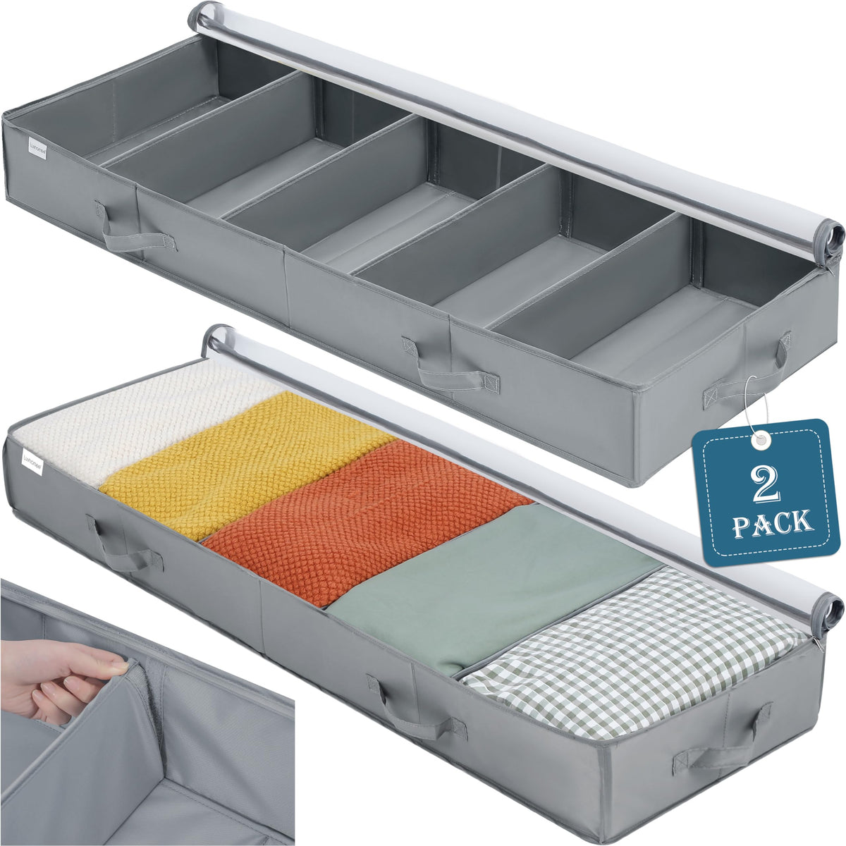 LUVHOMEE front view clear under bed storage showing visibility benefit