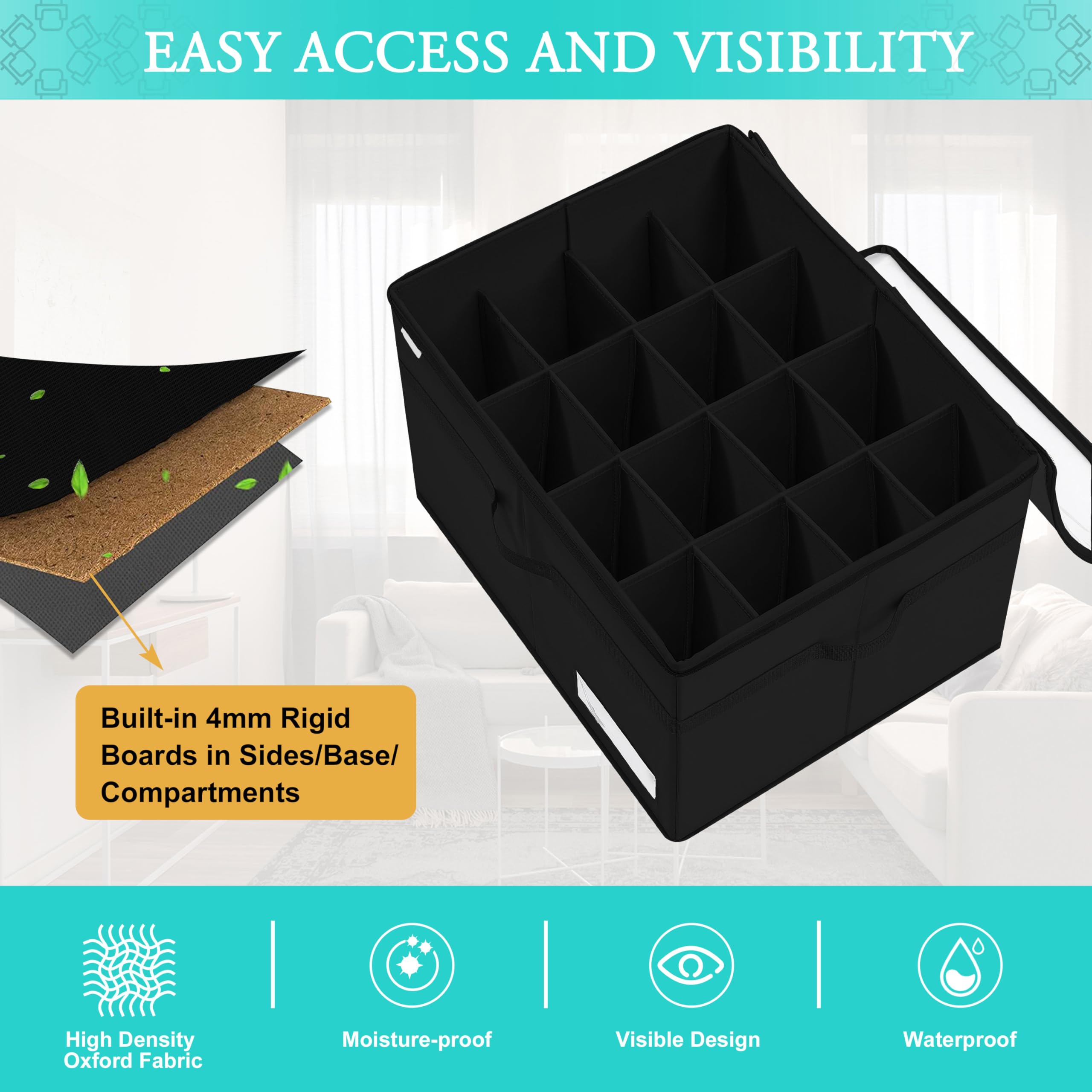 LUVHOMEE reinforced handles and zipper detail for easy carrying and access