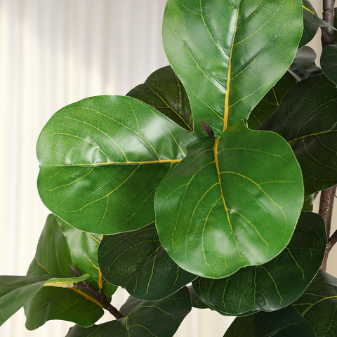 LUWENER close-up of realistic fiddle leaf fig leaves highlighting lifelike texture