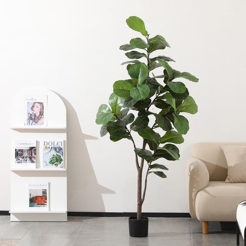 LUWENER tree in black pot beside chair to show height and scale