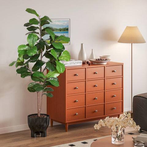 LUWENER styled living room scene with artificial fig tree adding focal decor