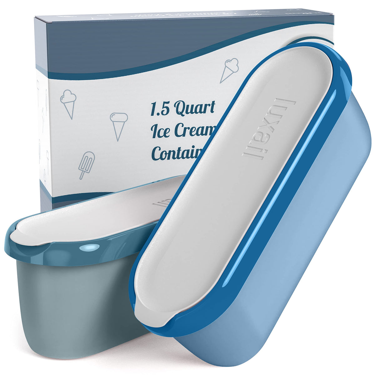 luxail front packaging view showing two stackable containers and lids for organized storage