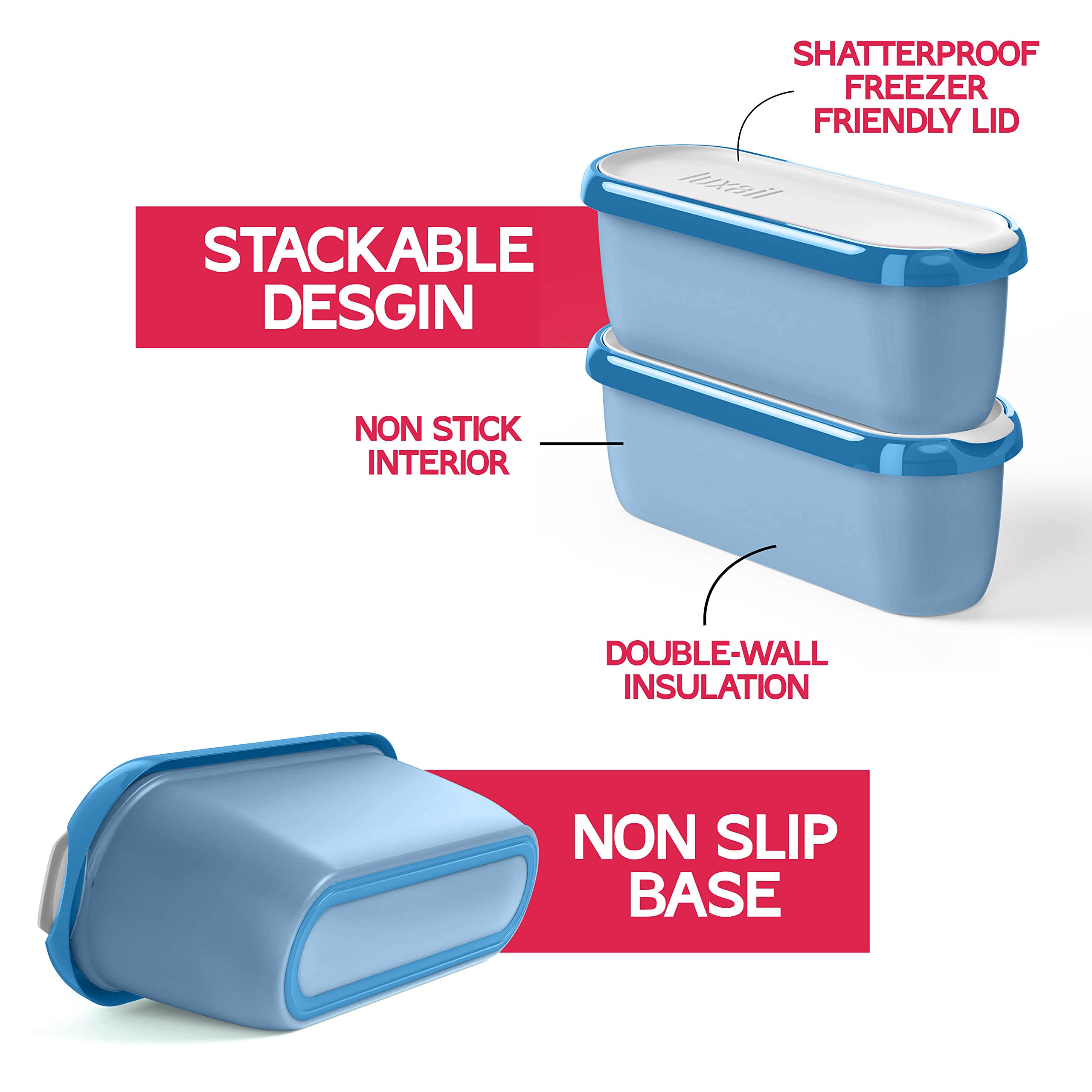 luxail textured non-slip base detail preventing sliding on freezer shelves