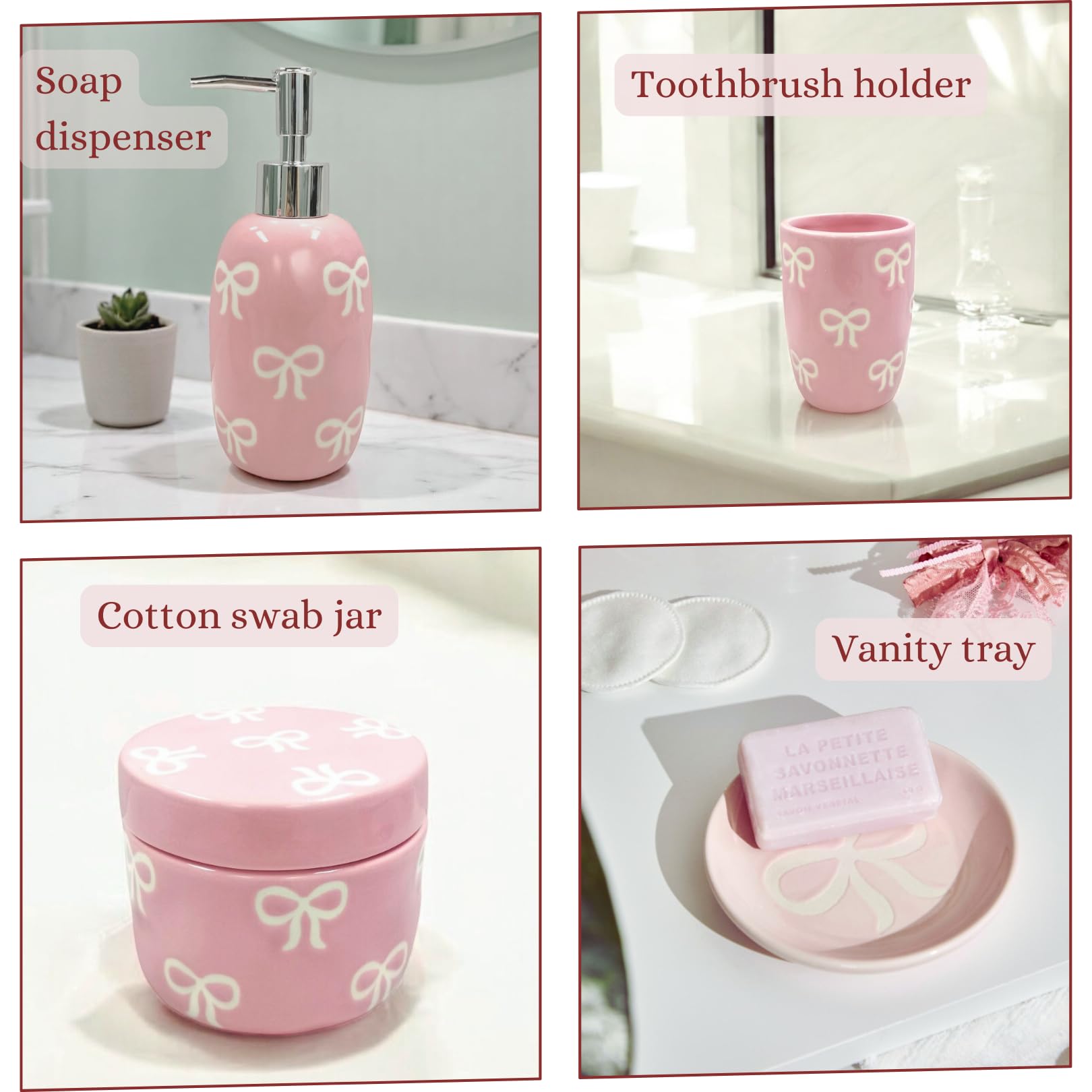 Luxape Bow tumbler detail holding brushes and toothbrushes for tidy storage