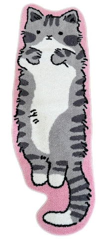 Luxape cat rug front view showing pink-gray design and decorative charm