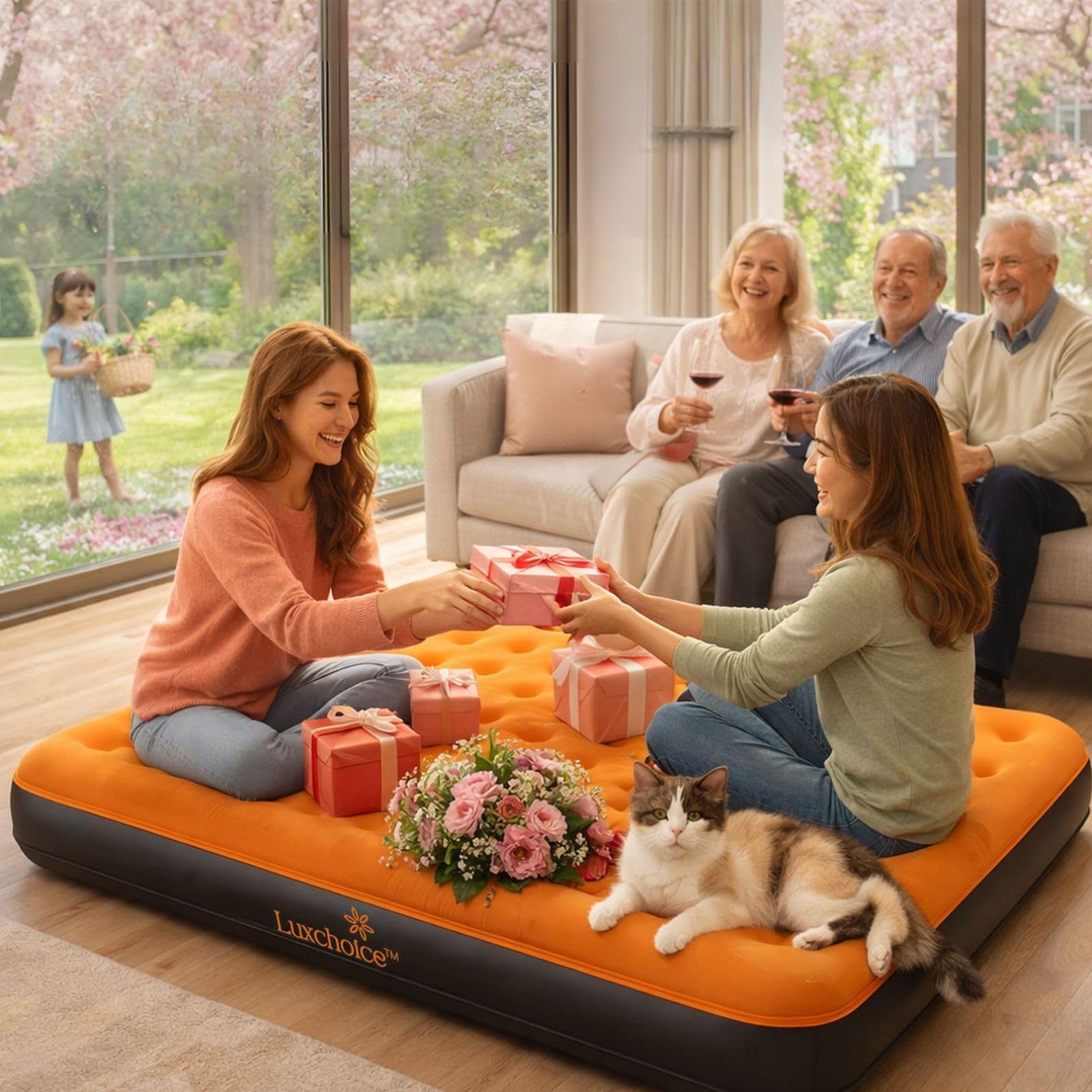 Luxchoice built-in cordless pump close-up for fast inflation convenience