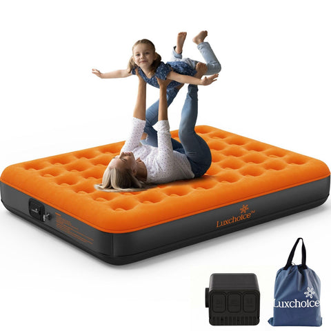 Luxchoice front view of queen air mattress showing full setup and comfort