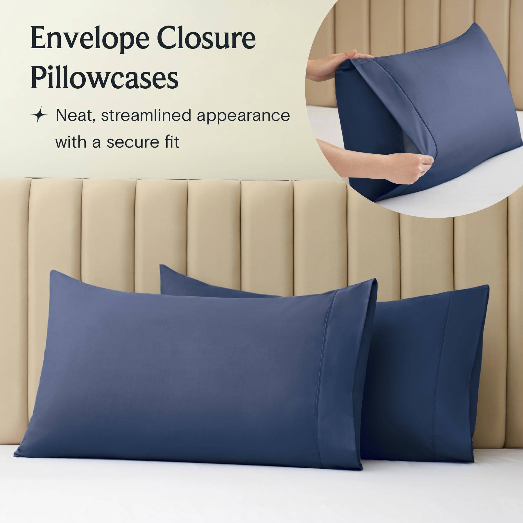 LuxClub sheets in multiple colors styled in a bedroom to inspire decor choices