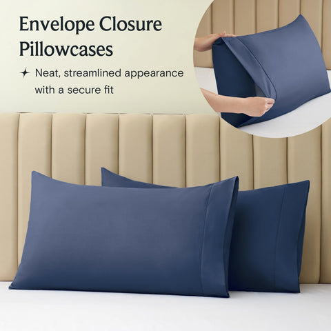 LuxClub sheets in multiple colors styled in a bedroom to inspire decor choices