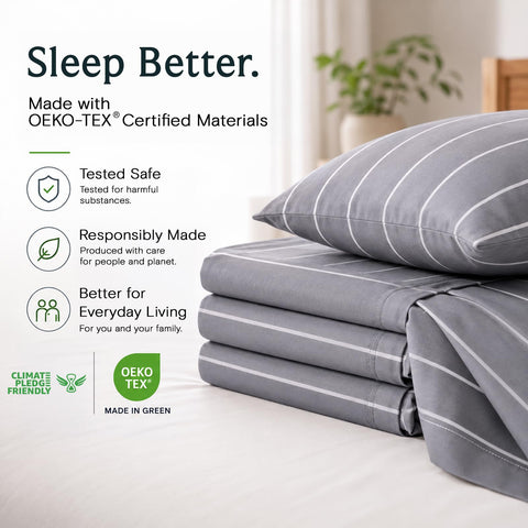 LuxClub fitted sheet pocket detail showing elastic edge for secure 18-inch mattress fit