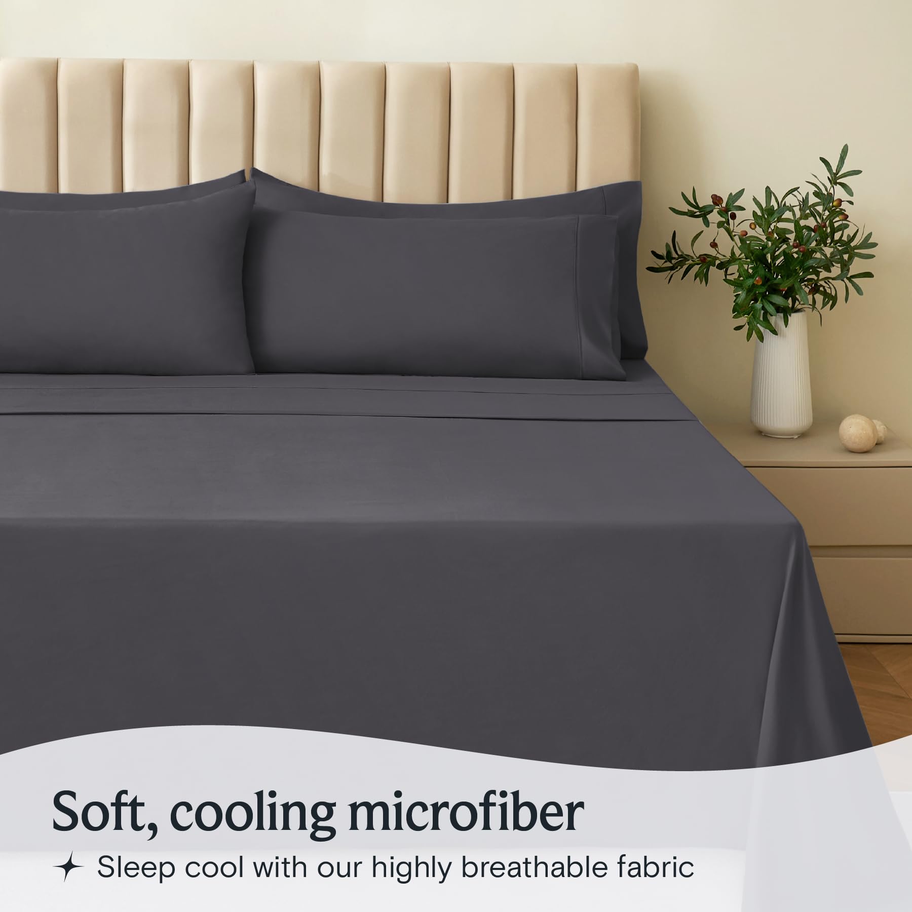 Detail of LuxClub fitted sheet corner showing 18-inch deep pocket and full encircling elastic for secure fit