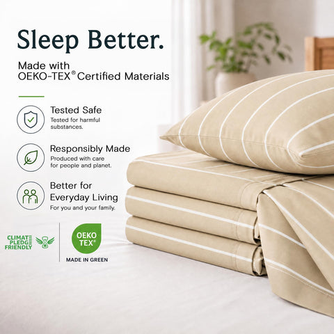 LuxClub fitted sheet on deep mattress showing secure 18-inch pocket benefit