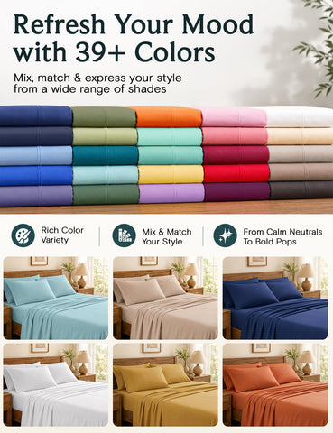 LuxClub flat sheet draped over mattress, illustrates generous coverage and drape