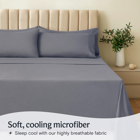 LuxClub flat sheet texture detail displaying soft double-brushed microfiber comfort