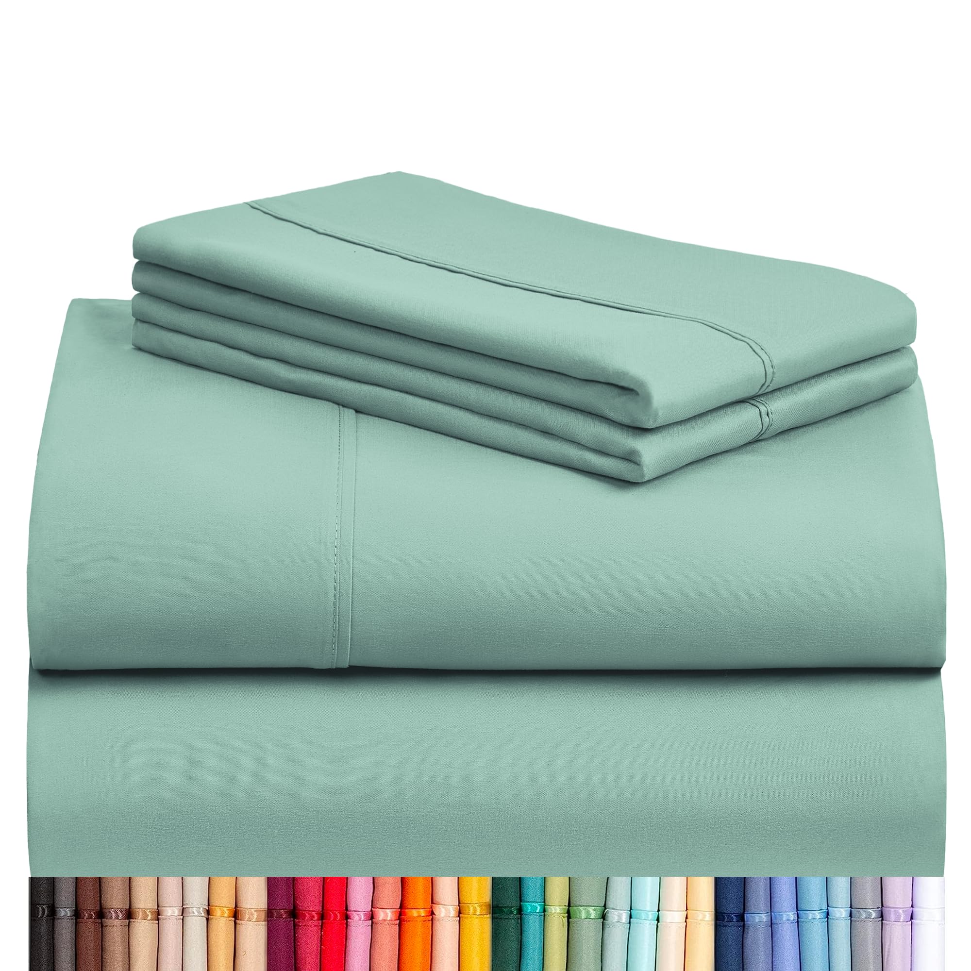 LuxClub front packaging showing queen sheet set, clear contents and brand benefit