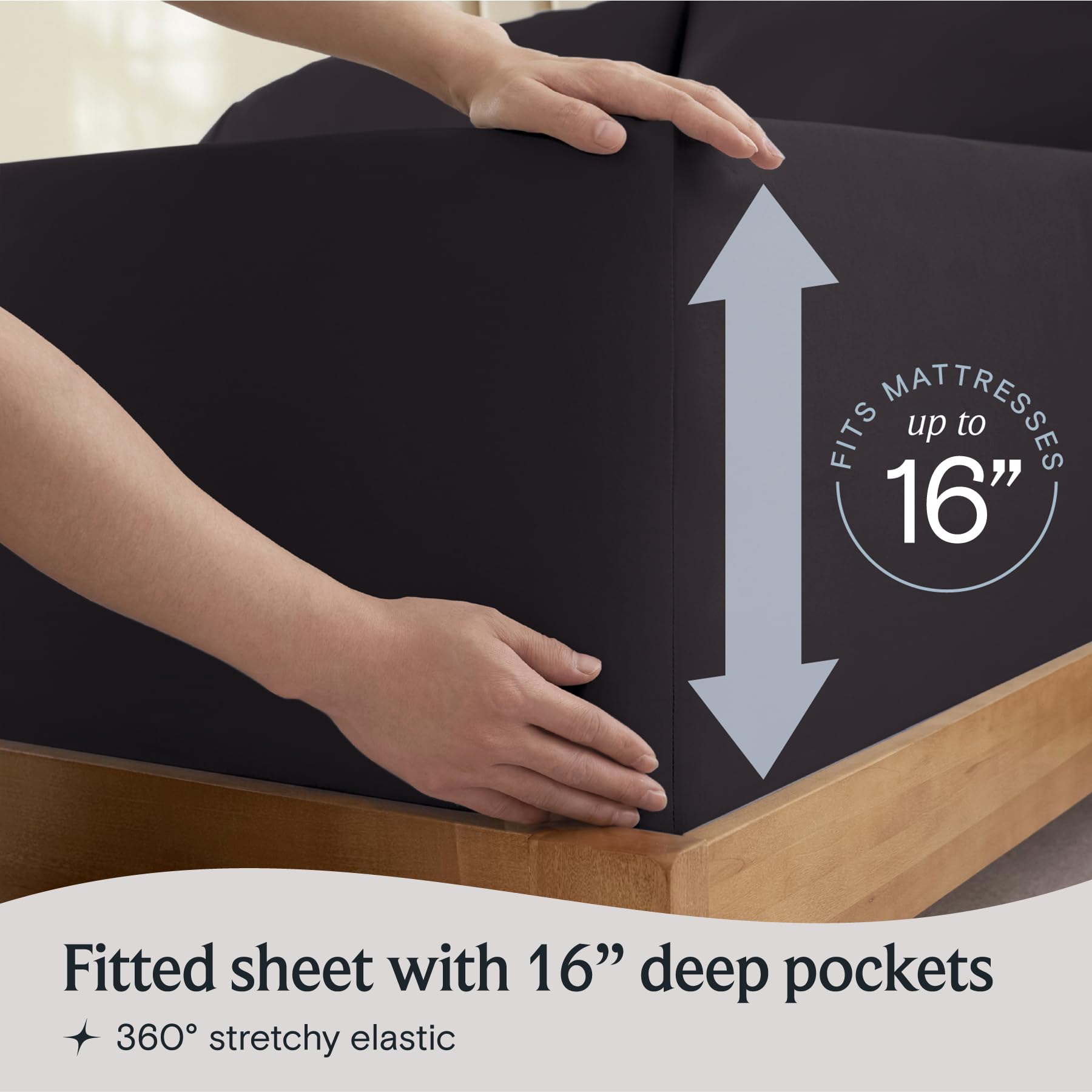 LuxClub deep pocket demo fitting over thick mattress for secure hold