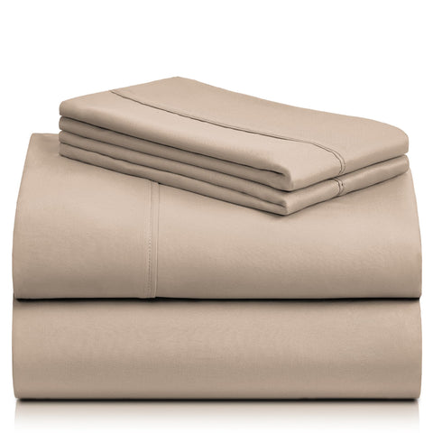 LuxClub sheets in bedroom lifestyle scene demonstrating cozy appearance