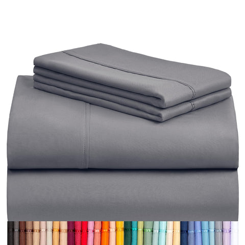 LuxClub queen sheet set front packaging showing contents and color benefit
