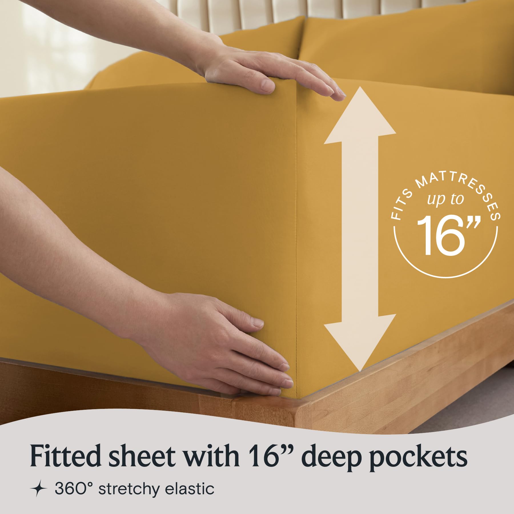 LuxClub sheet on mattress with topper to show deep pocket capacity