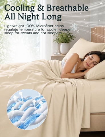 LuxClub neatly folded sheets highlighting wrinkle-resistant and easy-care benefit
