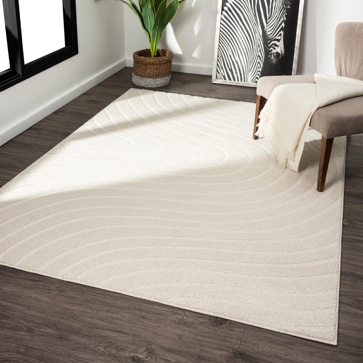 LUXE WEAVERS front view of 6x9 cream rug showing full pattern and benefit of neutral anchor