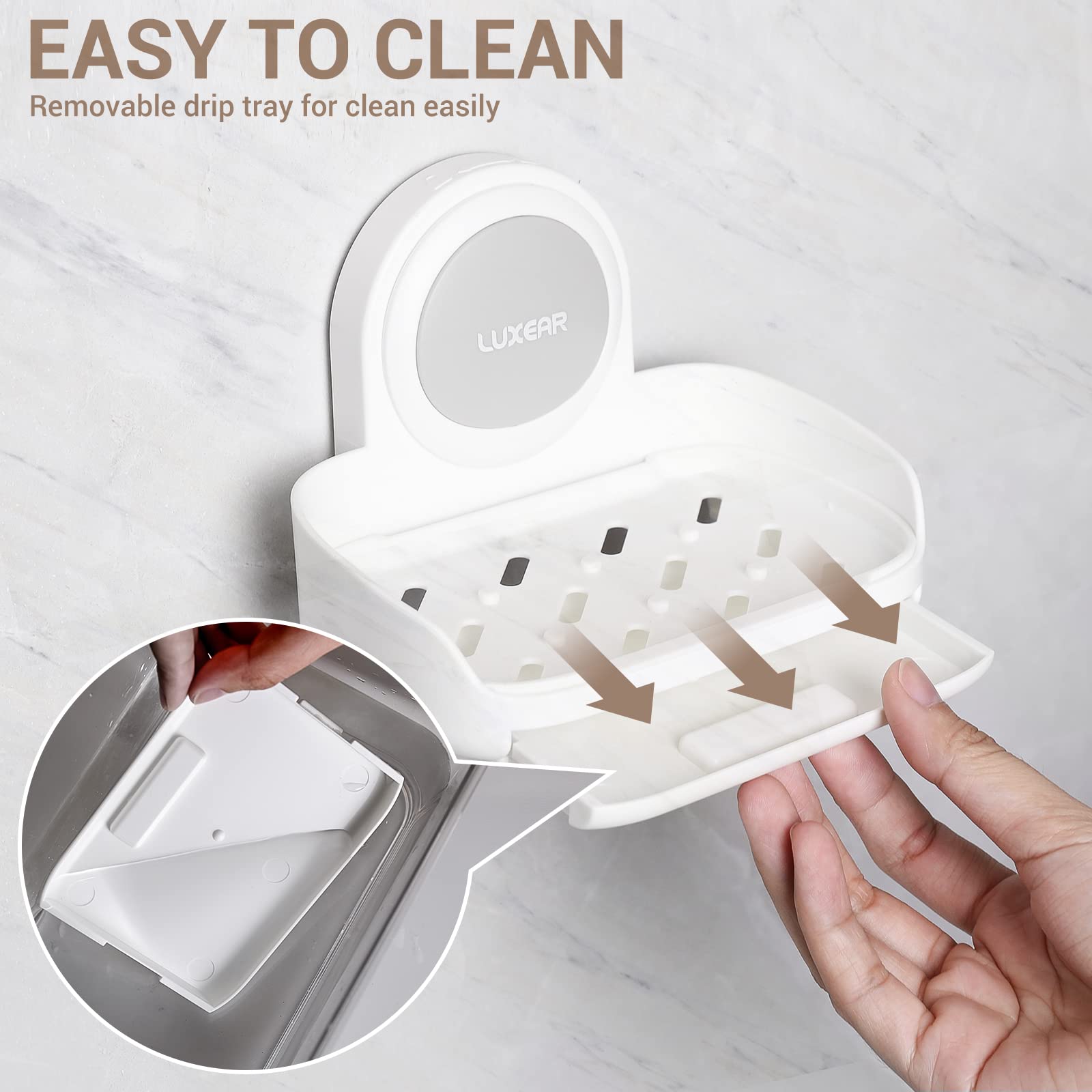 LUXEAR removable basket removed for cleaning and easy-wash benefit