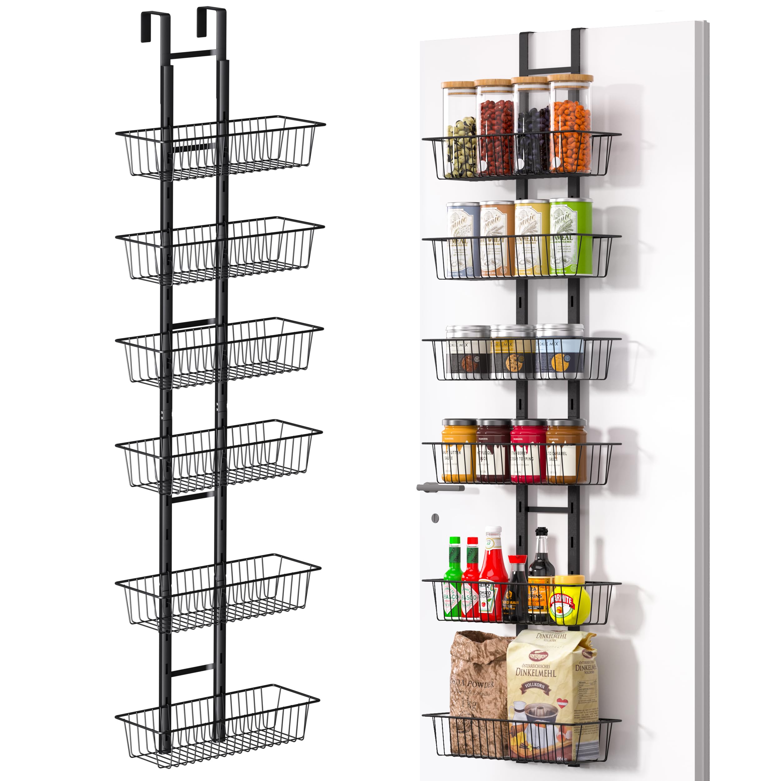 LUXEAR front view of 6-tier over the door organizer showing space saving
