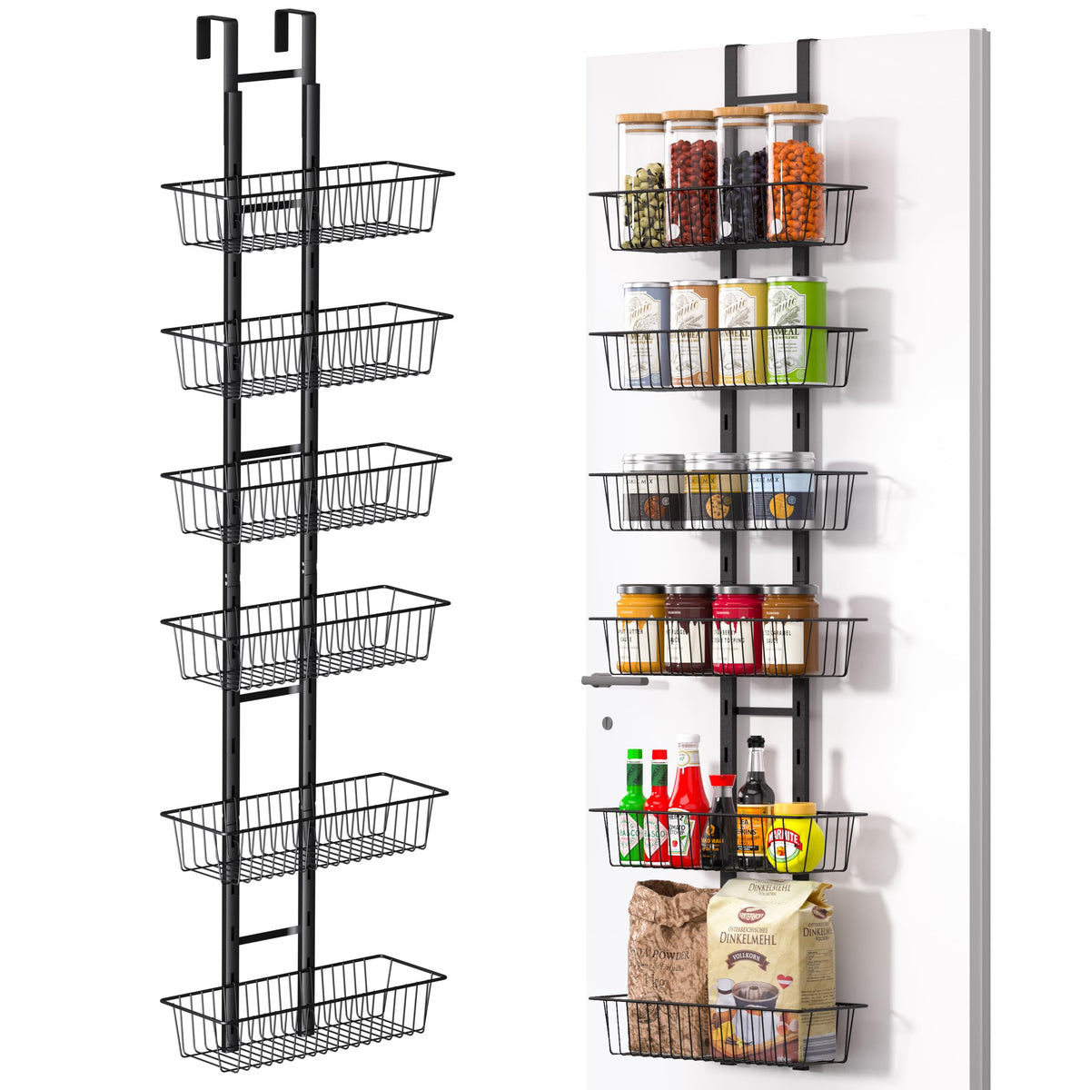 LUXEAR front view of 6-tier over the door organizer showing space saving