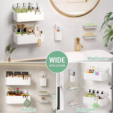 LUXEAR shelf loaded with bottles and razors demonstrating sturdy support