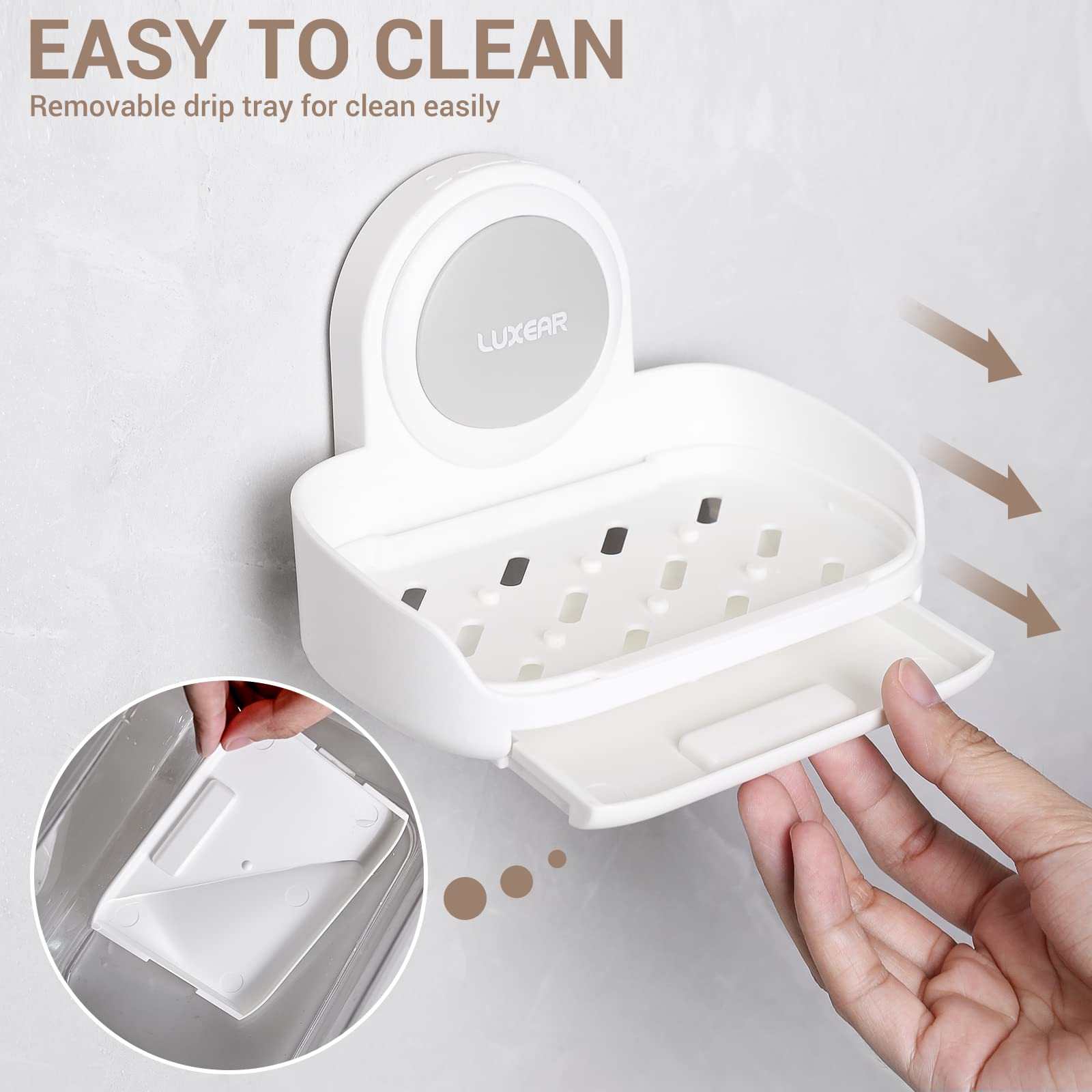 LUXEAR soap dish used at kitchen sink for sponge convenience