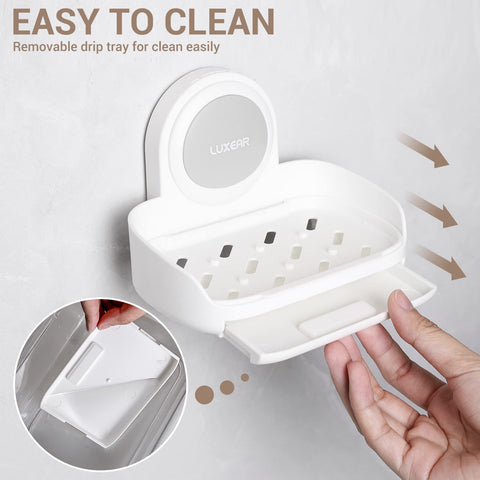LUXEAR soap dish used at kitchen sink for sponge convenience