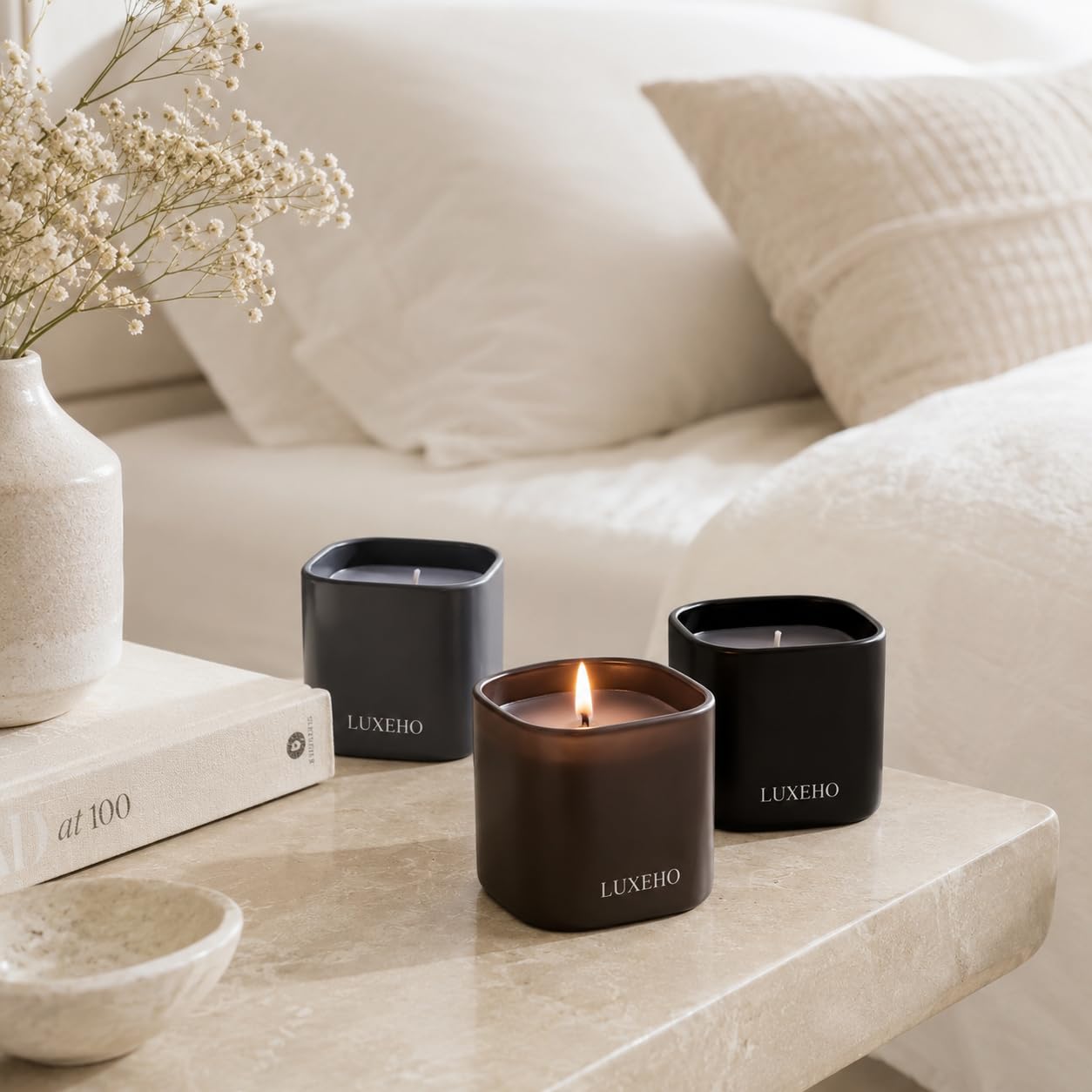LUXEHO candles in elegant gift box emphasizing ready-to-gift convenience