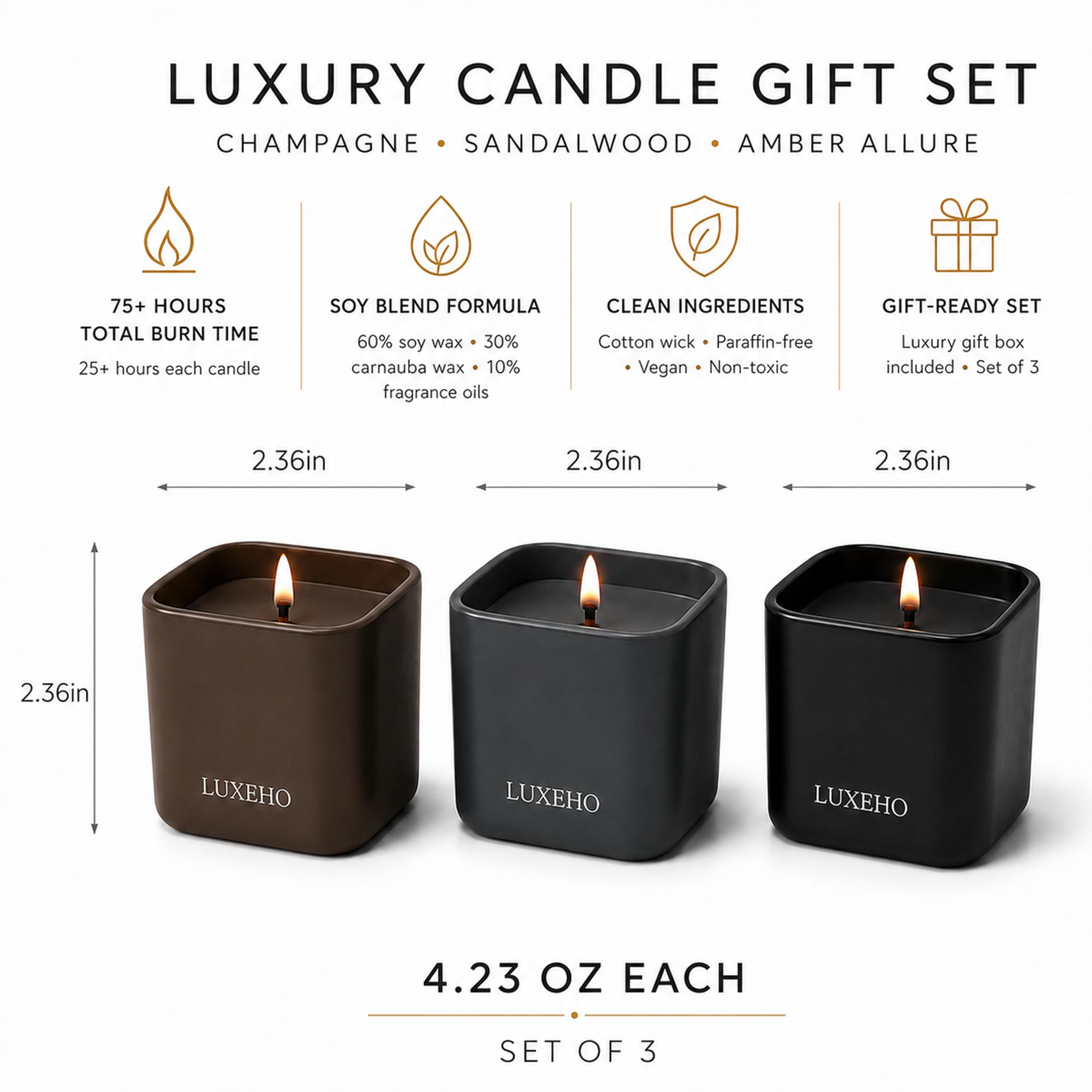 LUXEHO Sandalwood jar detail displaying smooth texture and calming wood appeal