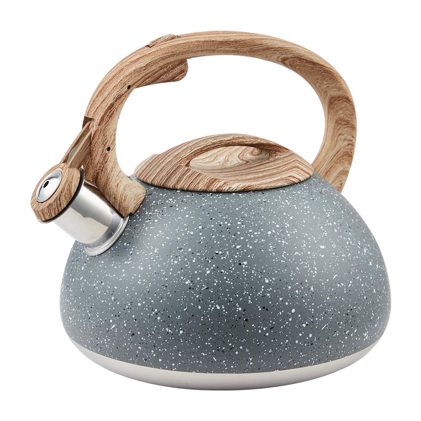 LUXGRACE front view gray kettle showing stainless steel finish and capacity benefit