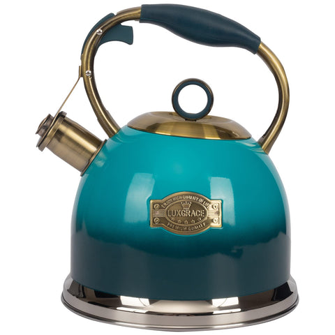 LUXGRACE front view of stainless steel kettle showing sleek finish and durability