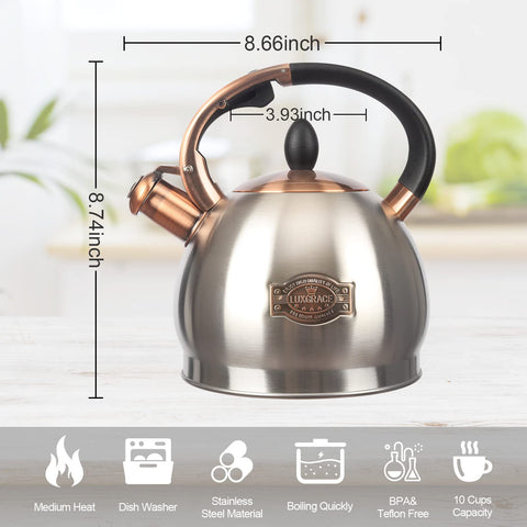LUXGRACE size comparison next to mug illustrating 3-quart capacity