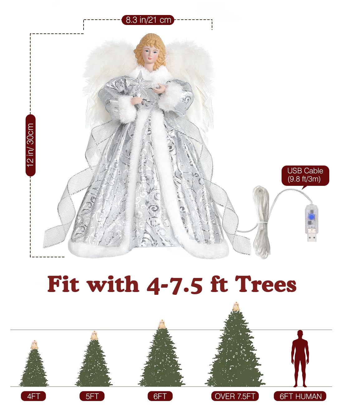 Luxspire angel with remote showing controls and easy adjustment benefit