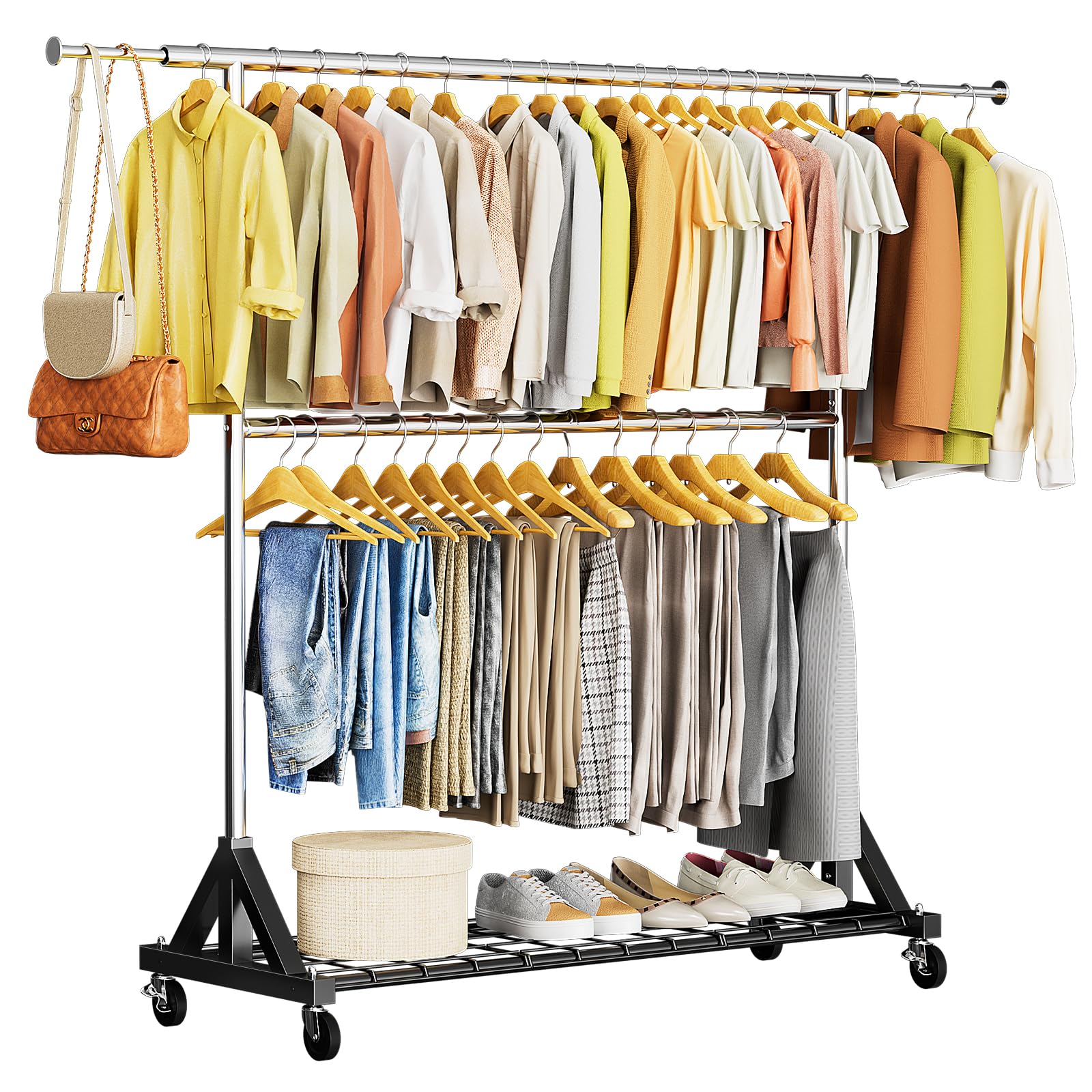 Luxspire front view full rack showing heavy duty hanging capacity