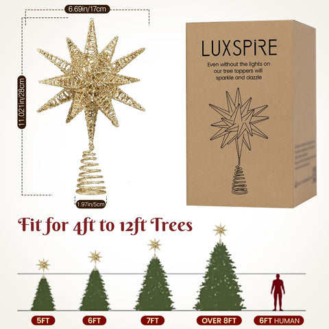 Luxspire mounted on an 8ft tree in living room creating festive focal point