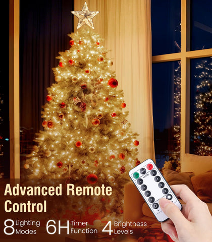 Luxspire remote beside star demonstrating easy mode and brightness control benefit
