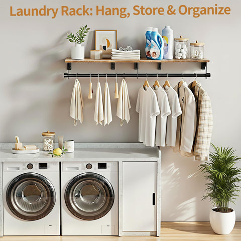 Luxspire rack next to hanger for scale showing 43.3-inch capacity and organization